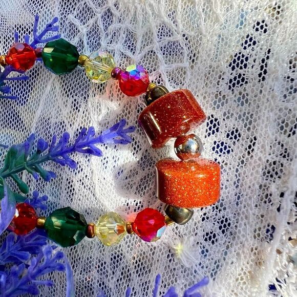 Colorful Beaded Stretch Bracelet with Goldstone - Picture 6 of 9